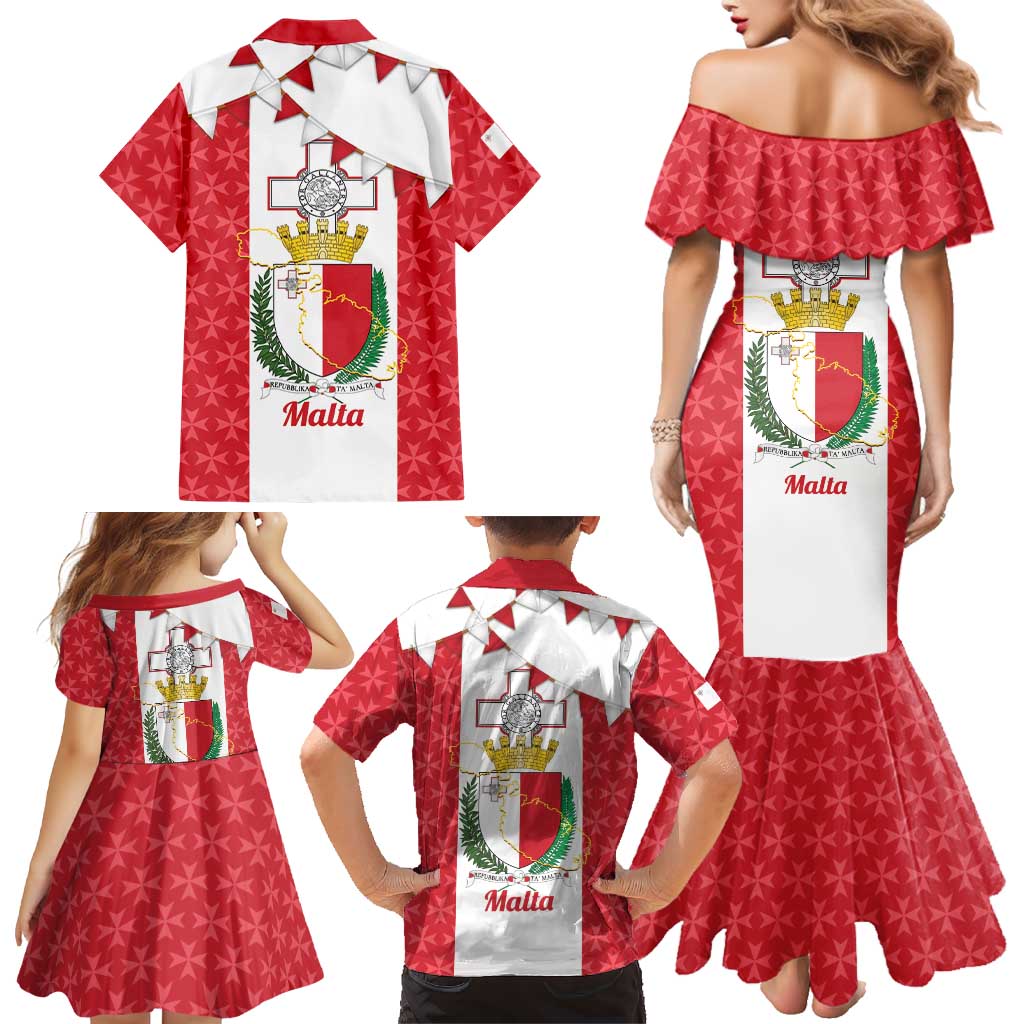 Malta Republic Day Family Matching Mermaid Dress and Hawaiian Shirt Jum ir-Repubblika Maltese Cross - Wonder Print Shop