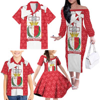 Malta Republic Day Family Matching Off The Shoulder Long Sleeve Dress and Hawaiian Shirt Jum ir-Repubblika Maltese Cross - Wonder Print Shop