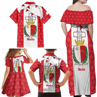 Malta Republic Day Family Matching Off Shoulder Maxi Dress and Hawaiian Shirt Jum ir-Repubblika Maltese Cross - Wonder Print Shop