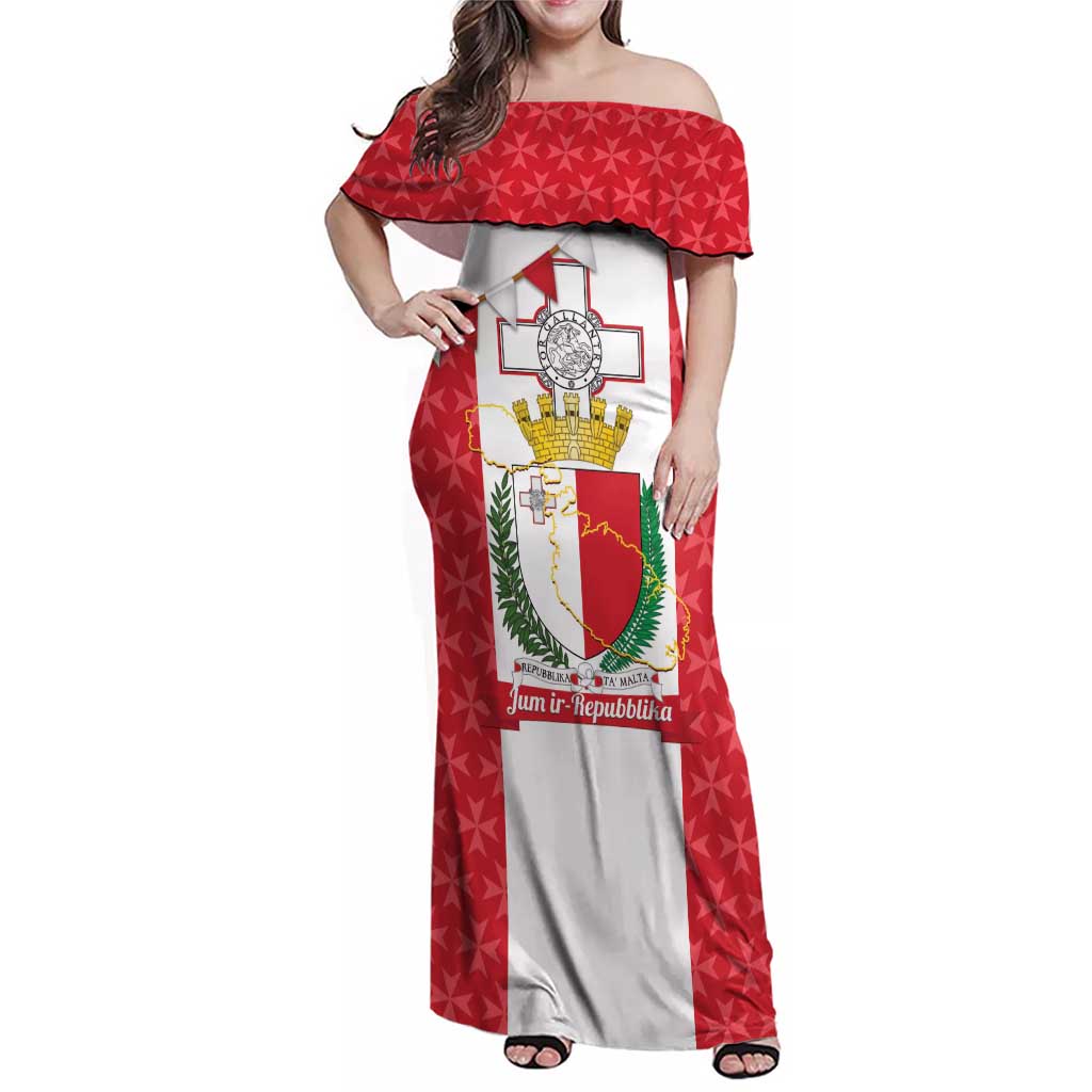 Malta Republic Day Family Matching Off Shoulder Maxi Dress and Hawaiian Shirt Jum ir-Repubblika Maltese Cross - Wonder Print Shop