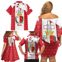 Malta Republic Day Family Matching Off Shoulder Short Dress and Hawaiian Shirt Jum ir-Repubblika Maltese Cross - Wonder Print Shop
