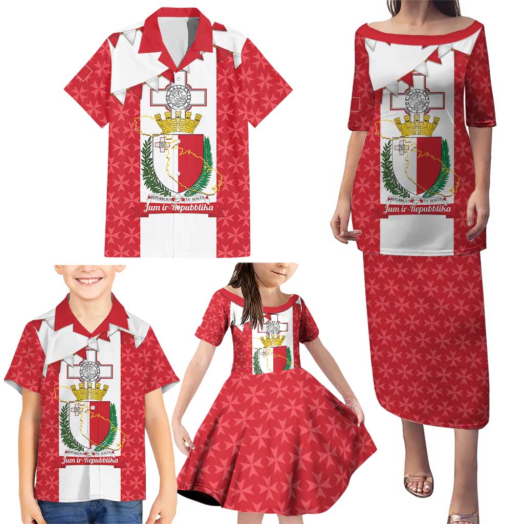 Malta Republic Day Family Matching Puletasi and Hawaiian Shirt Jum ir-Repubblika Maltese Cross - Wonder Print Shop
