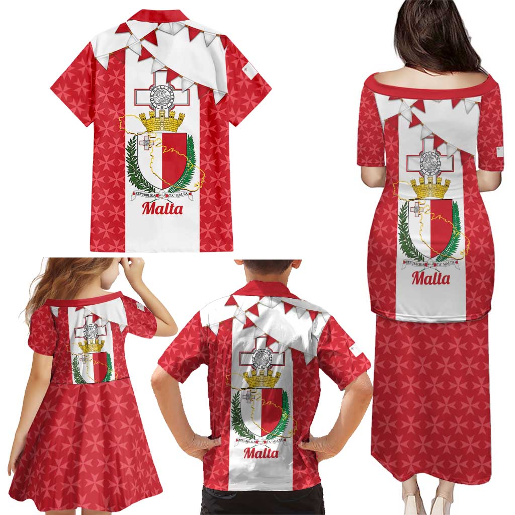 Malta Republic Day Family Matching Puletasi and Hawaiian Shirt Jum ir-Repubblika Maltese Cross - Wonder Print Shop