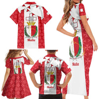 Malta Republic Day Family Matching Short Sleeve Bodycon Dress and Hawaiian Shirt Jum ir-Repubblika Maltese Cross - Wonder Print Shop