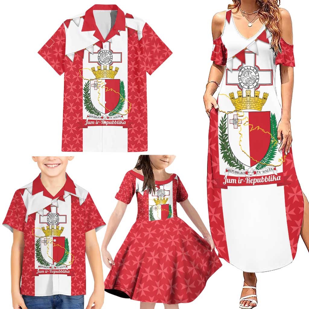 Malta Republic Day Family Matching Summer Maxi Dress and Hawaiian Shirt Jum ir-Repubblika Maltese Cross - Wonder Print Shop