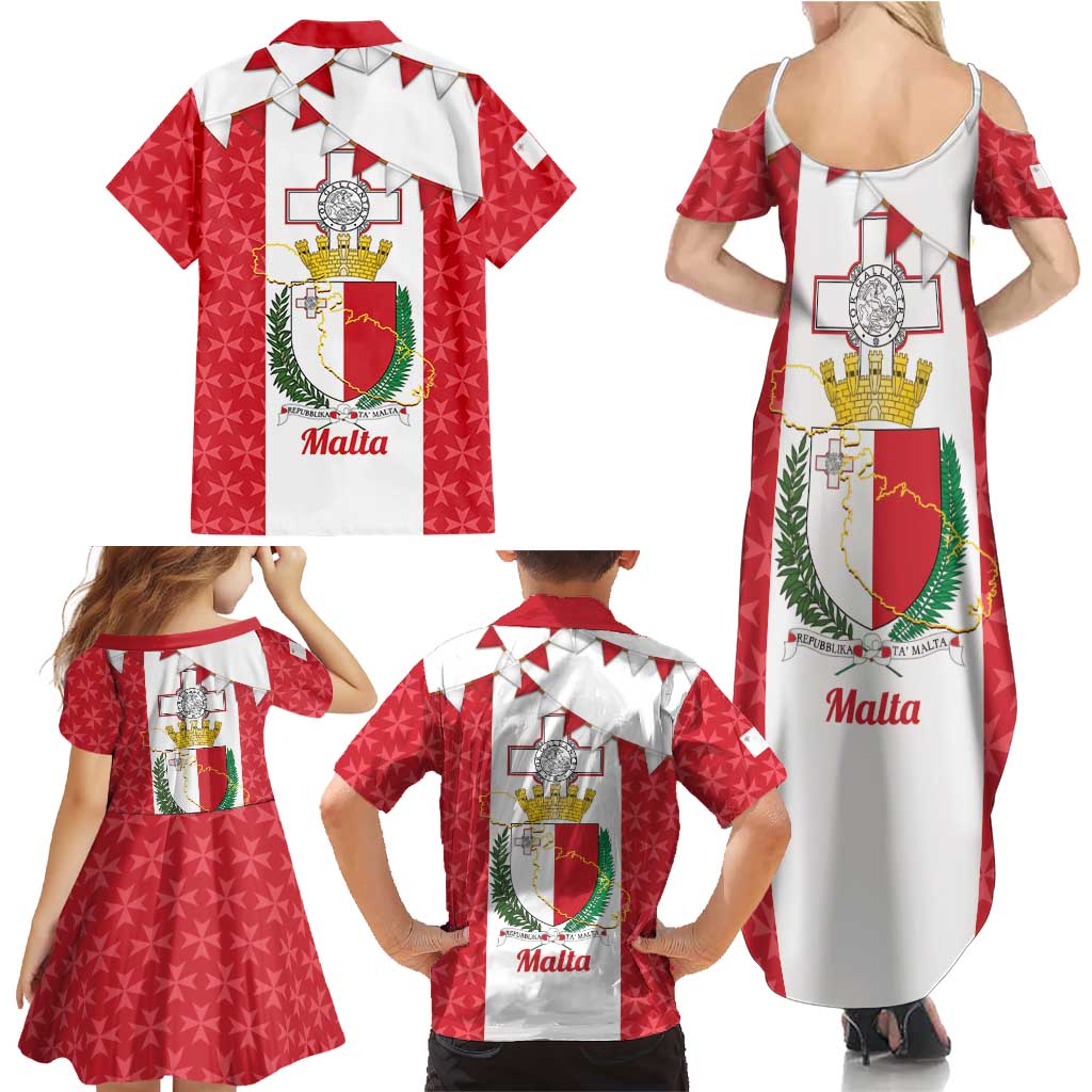 Malta Republic Day Family Matching Summer Maxi Dress and Hawaiian Shirt Jum ir-Repubblika Maltese Cross - Wonder Print Shop