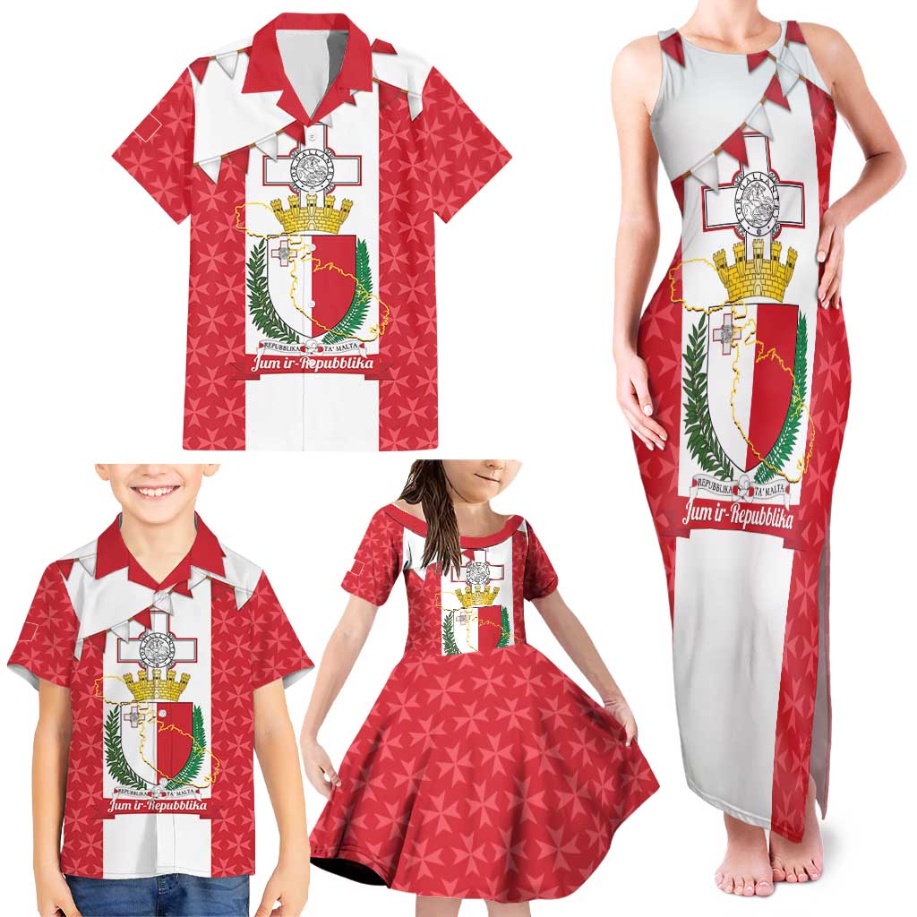 Malta Republic Day Family Matching Tank Maxi Dress and Hawaiian Shirt Jum ir-Repubblika Maltese Cross - Wonder Print Shop