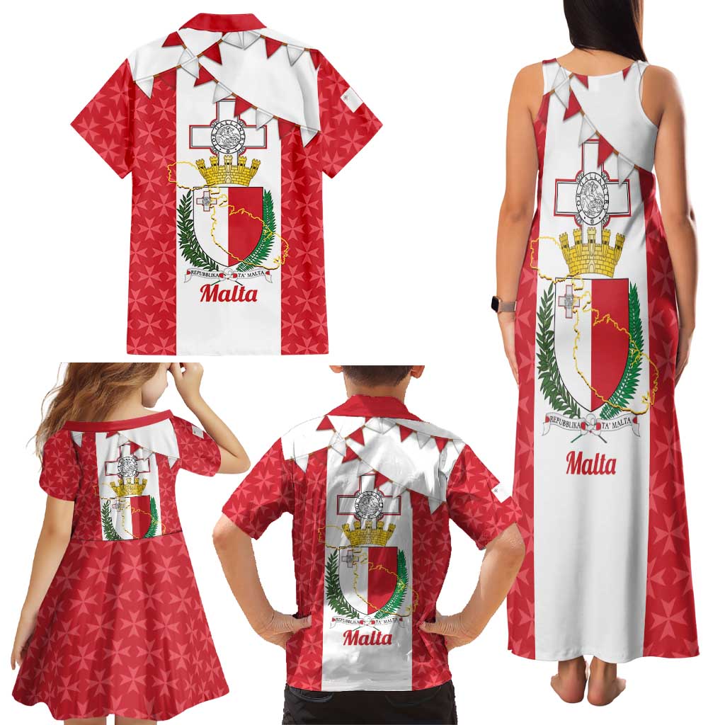 Malta Republic Day Family Matching Tank Maxi Dress and Hawaiian Shirt Jum ir-Repubblika Maltese Cross - Wonder Print Shop