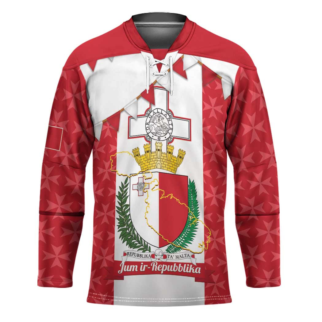 Malta Republic Day Hockey Jersey Jum ir-Repubblika Maltese Cross - Wonder Print Shop