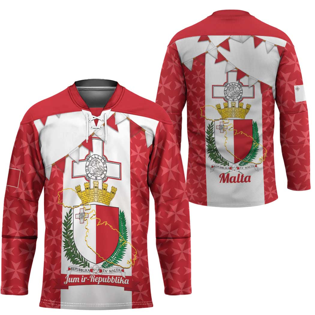 Malta Republic Day Hockey Jersey Jum ir-Repubblika Maltese Cross - Wonder Print Shop