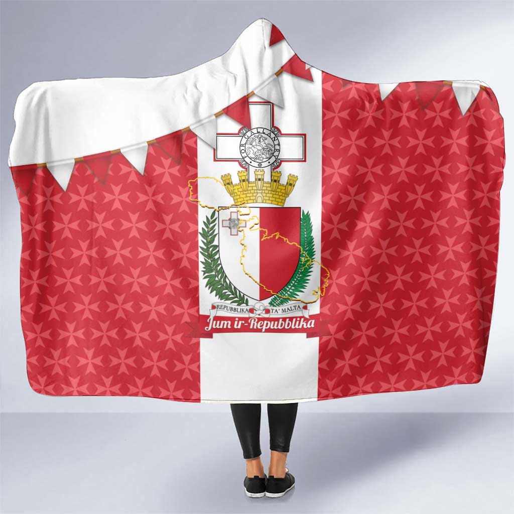 Malta Republic Day Hooded Blanket Jum ir-Repubblika Maltese Cross - Wonder Print Shop