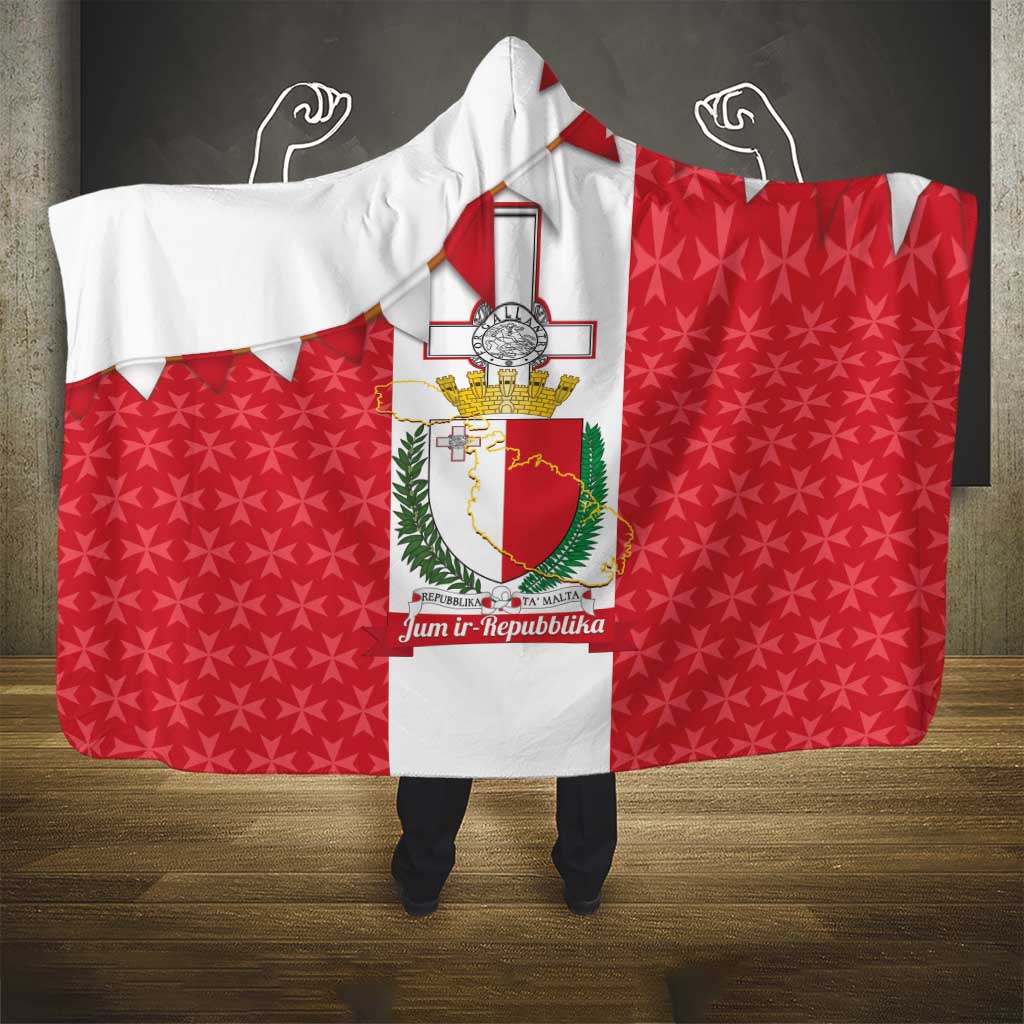 Malta Republic Day Hooded Blanket Jum ir-Repubblika Maltese Cross - Wonder Print Shop