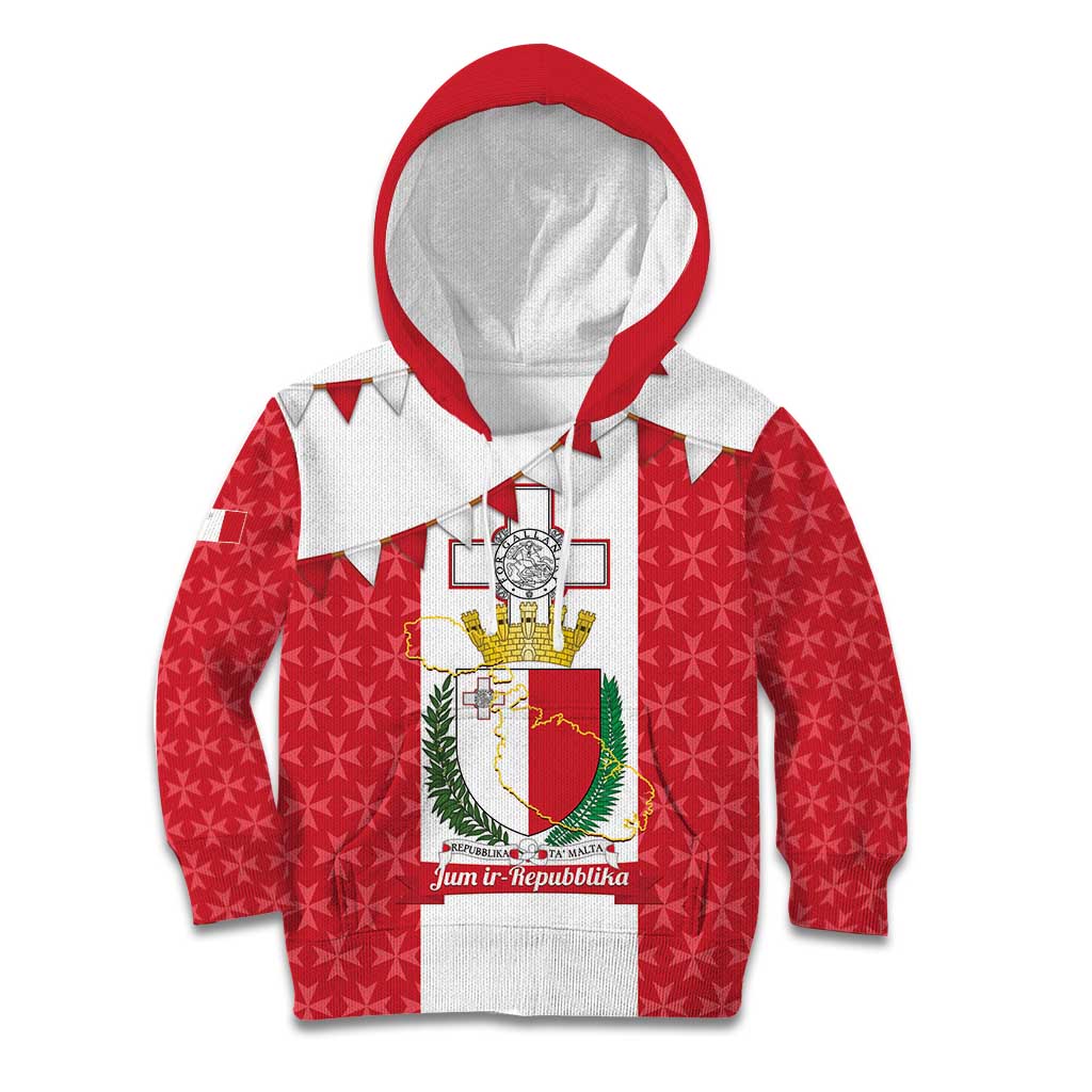 Malta Republic Day Kid Hoodie Jum ir-Repubblika Maltese Cross - Wonder Print Shop