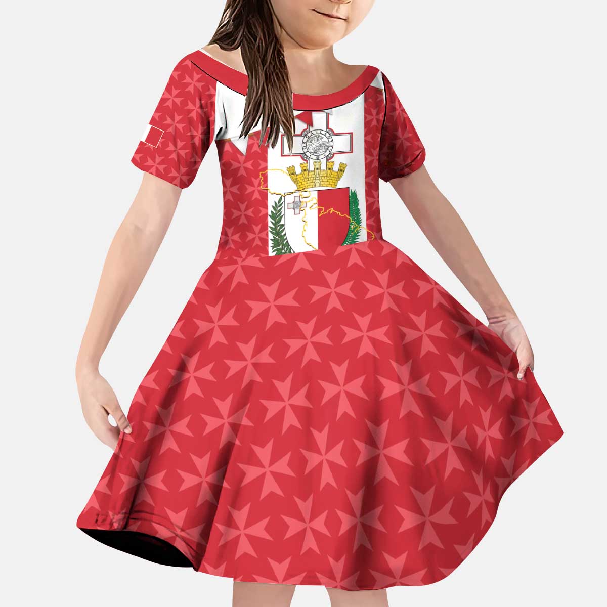 Malta Republic Day Kid Short Sleeve Dress Jum ir-Repubblika Maltese Cross - Wonder Print Shop