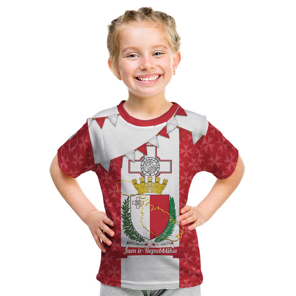 Malta Republic Day Kid T Shirt Jum ir-Repubblika Maltese Cross - Wonder Print Shop