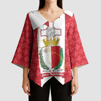 Malta Republic Day Kimono Sleeve Blouse Jum ir-Repubblika Maltese Cross - Wonder Print Shop