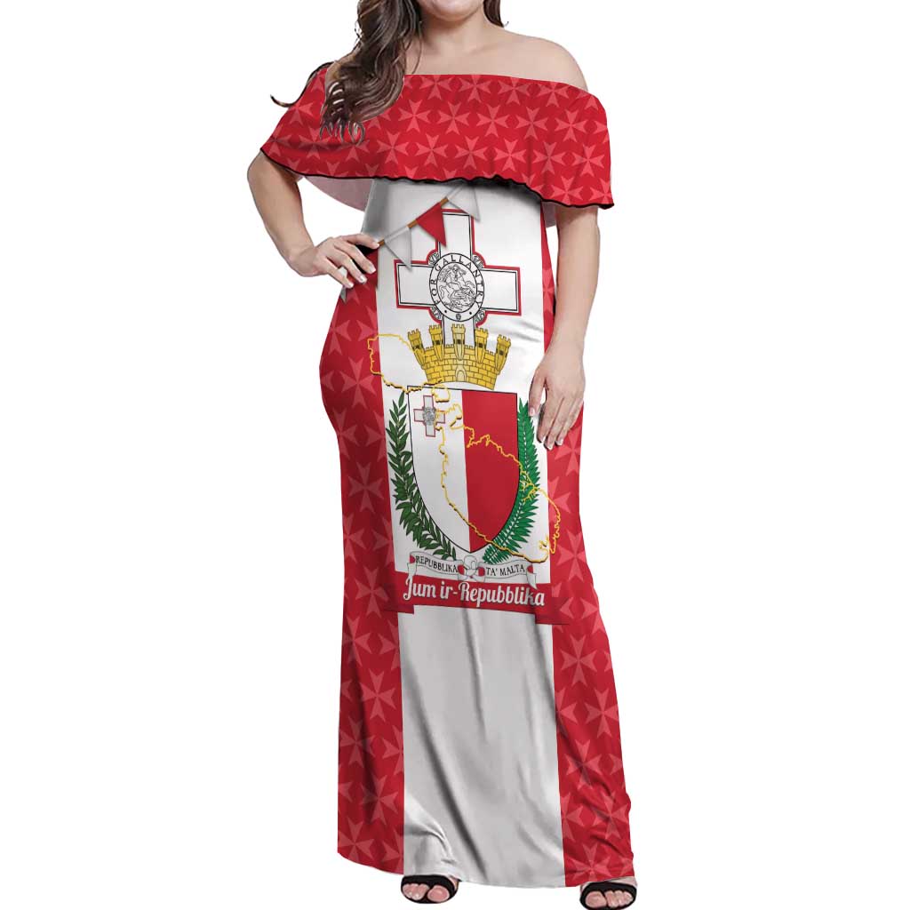 Malta Republic Day Off Shoulder Maxi Dress Jum ir-Repubblika Maltese Cross - Wonder Print Shop