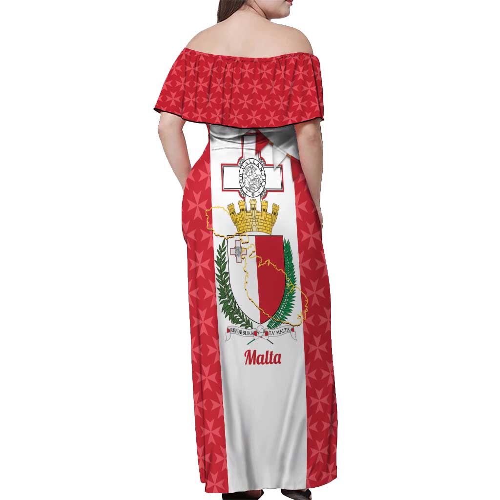 Malta Republic Day Off Shoulder Maxi Dress Jum ir-Repubblika Maltese Cross - Wonder Print Shop