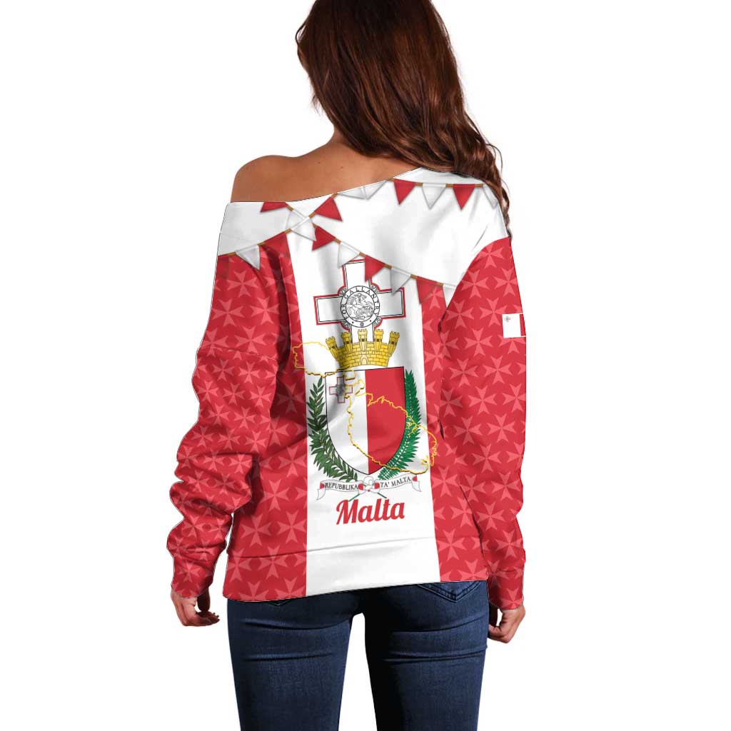 Malta Republic Day Off Shoulder Sweater Jum ir-Repubblika Maltese Cross - Wonder Print Shop