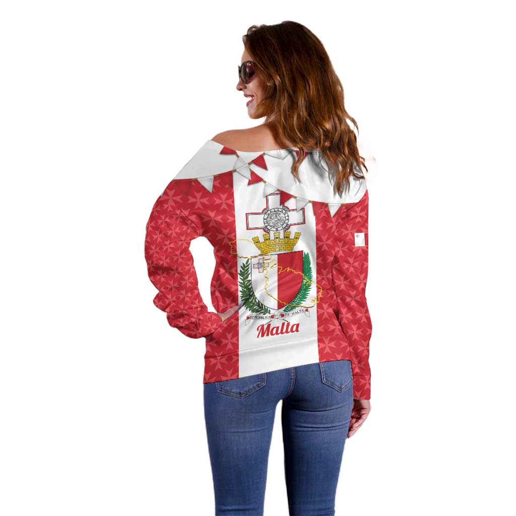 Malta Republic Day Off Shoulder Sweater Jum ir-Repubblika Maltese Cross - Wonder Print Shop
