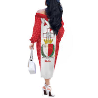 Malta Republic Day Off The Shoulder Long Sleeve Dress Jum ir-Repubblika Maltese Cross - Wonder Print Shop