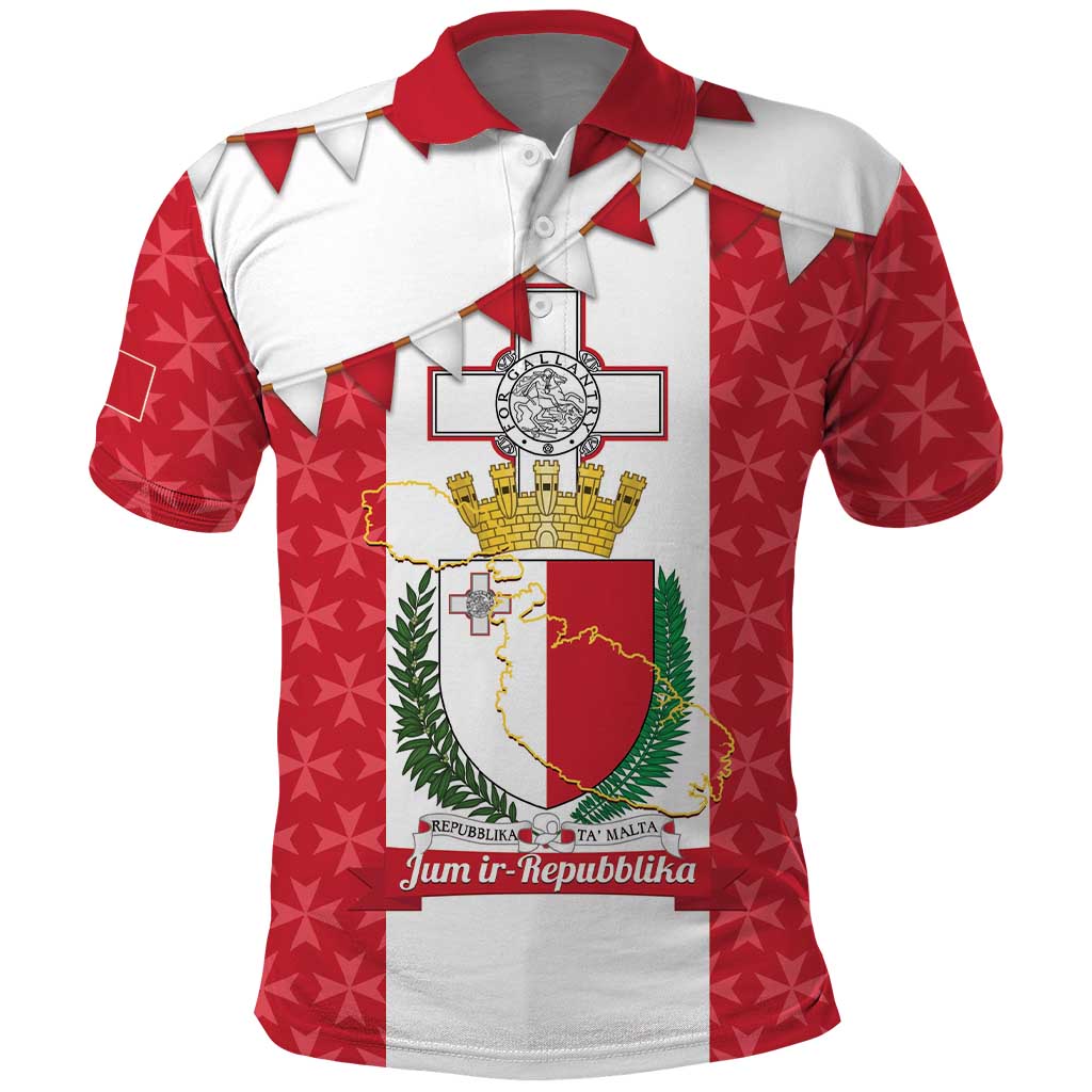 Malta Republic Day Polo Shirt Jum ir-Repubblika Maltese Cross - Wonder Print Shop