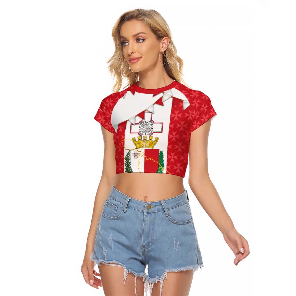 Malta Republic Day Raglan Cropped T Shirt Jum ir-Repubblika Maltese Cross - Wonder Print Shop