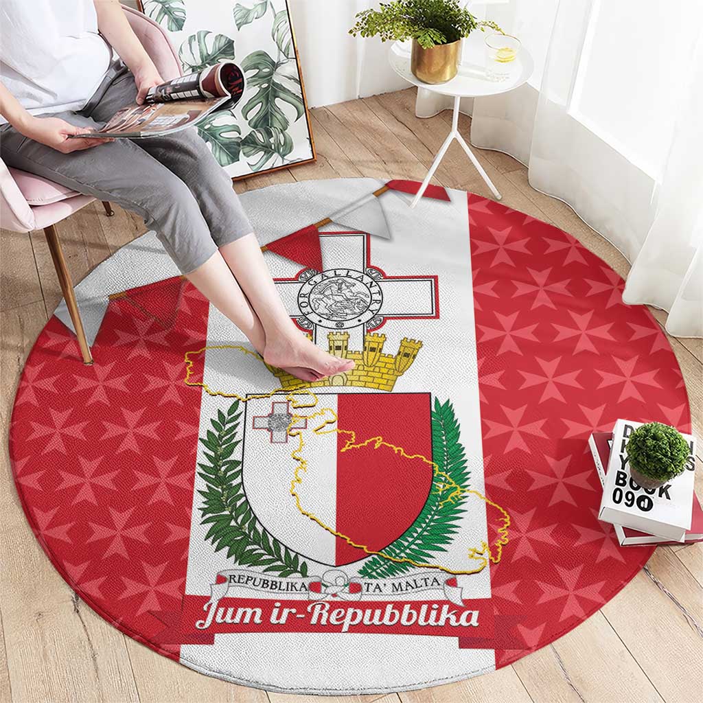 Malta Republic Day Round Carpet Jum ir-Repubblika Maltese Cross - Wonder Print Shop