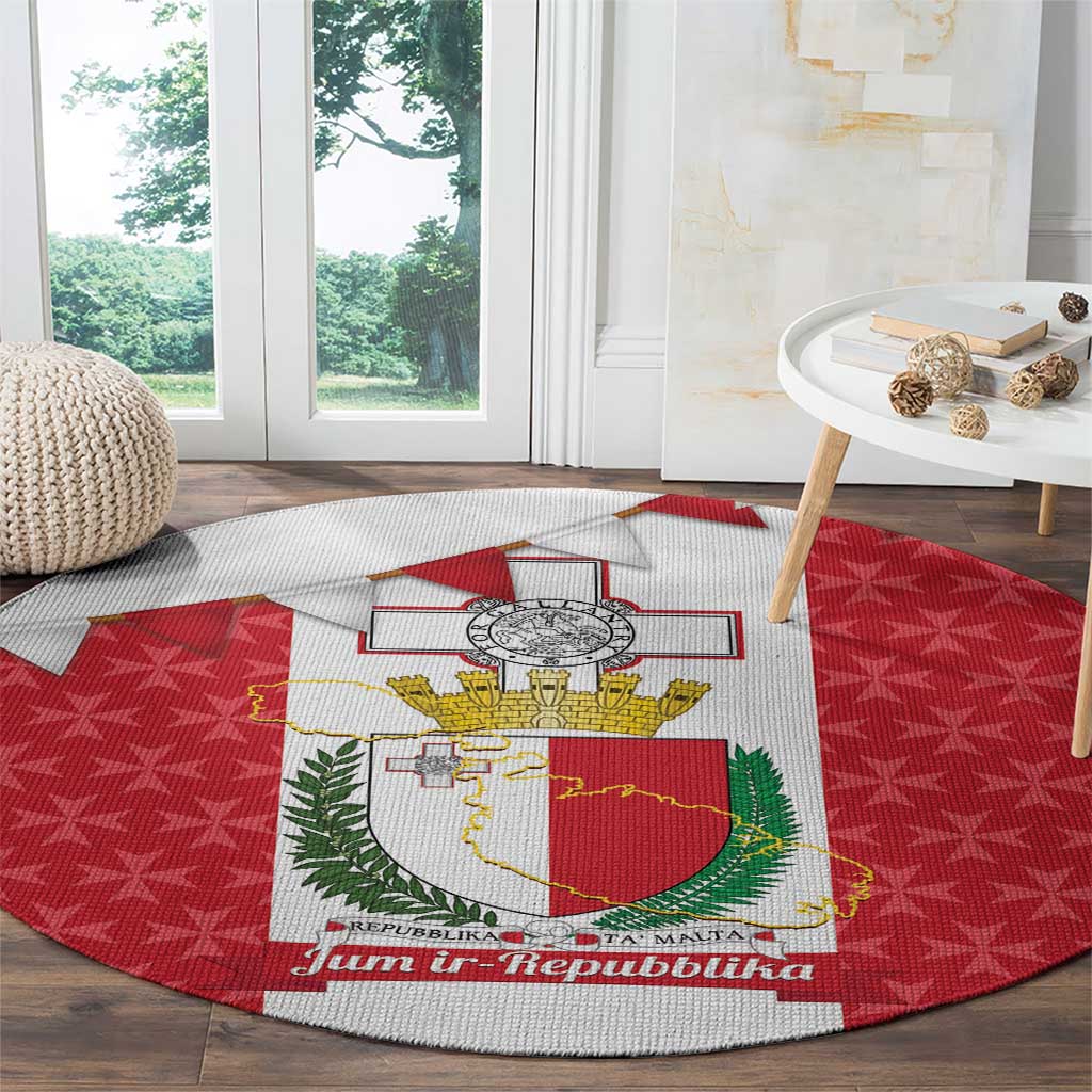 Malta Republic Day Round Carpet Jum ir-Repubblika Maltese Cross - Wonder Print Shop