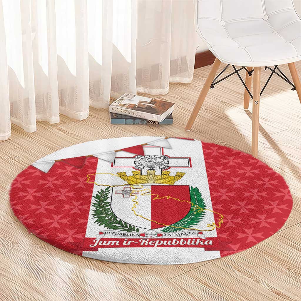 Malta Republic Day Round Carpet Jum ir-Repubblika Maltese Cross - Wonder Print Shop