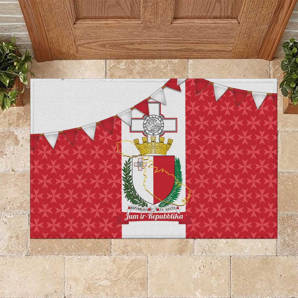 Malta Republic Day Rubber Doormat Jum ir-Repubblika Maltese Cross - Wonder Print Shop