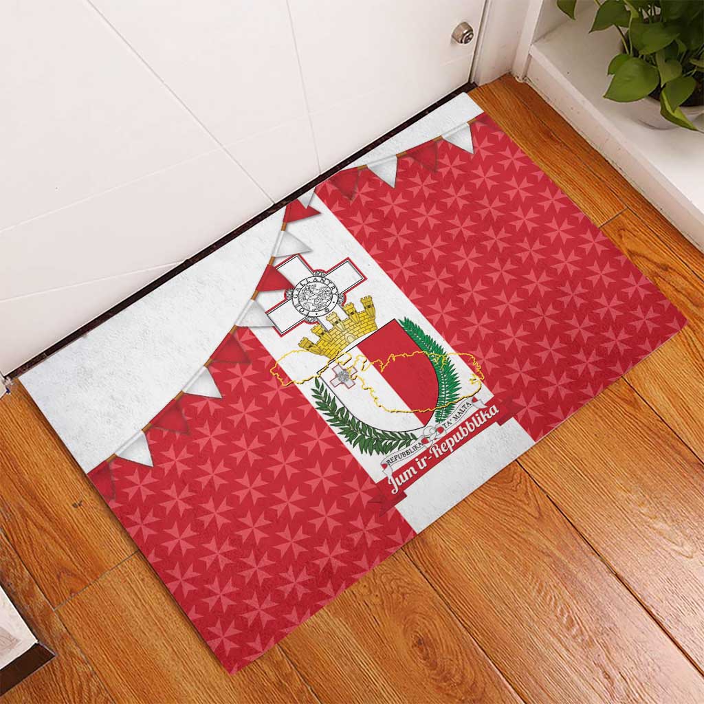Malta Republic Day Rubber Doormat Jum ir-Repubblika Maltese Cross - Wonder Print Shop