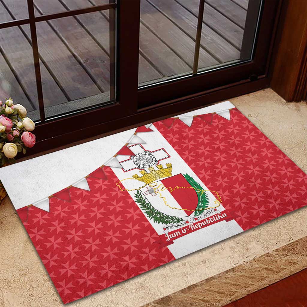 Malta Republic Day Rubber Doormat Jum ir-Repubblika Maltese Cross - Wonder Print Shop