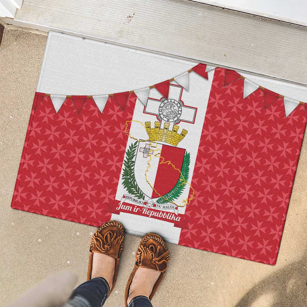 Malta Republic Day Rubber Doormat Jum ir-Repubblika Maltese Cross - Wonder Print Shop