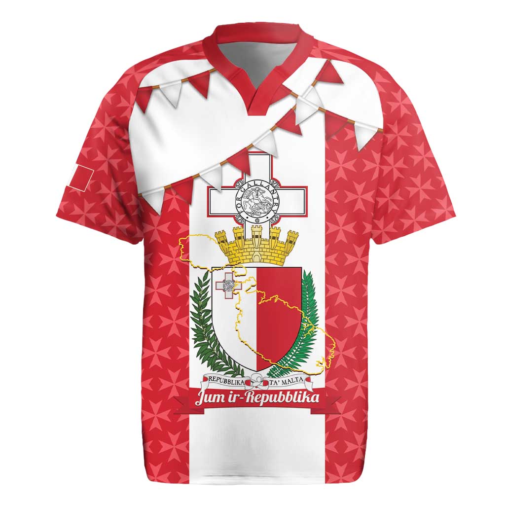 Malta Republic Day Rugby Jersey Jum ir-Repubblika Maltese Cross - Wonder Print Shop