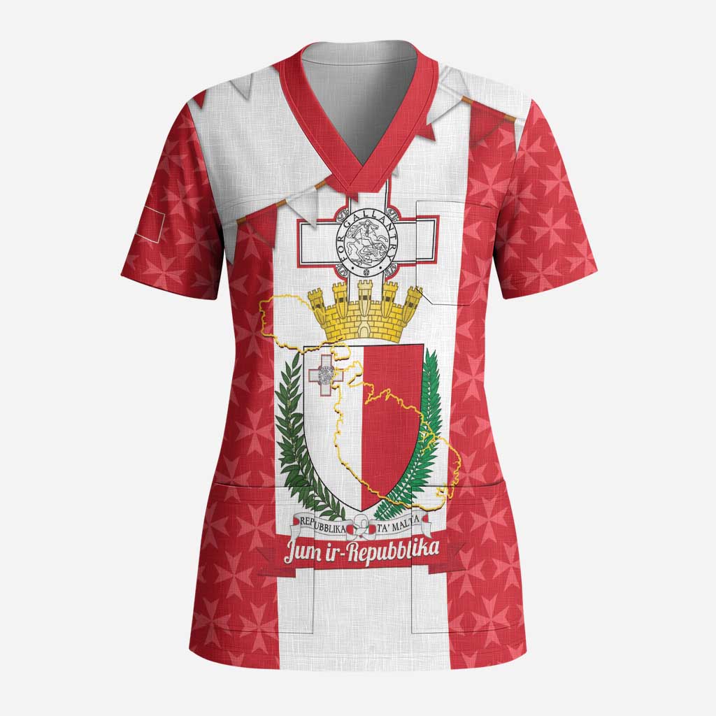 Malta Republic Day Scrub Top Jum ir-Repubblika Maltese Cross - Wonder Print Shop