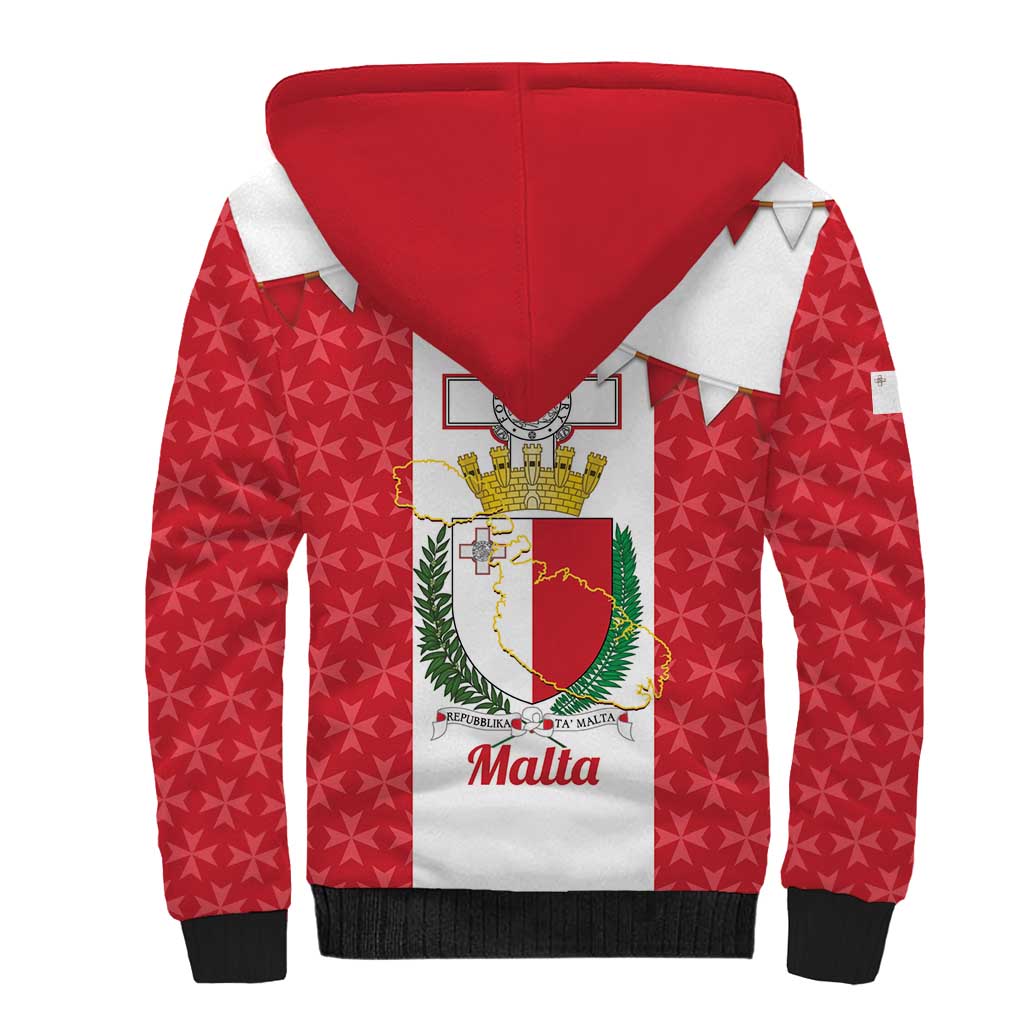 Malta Republic Day Sherpa Hoodie Jum ir-Repubblika Maltese Cross - Wonder Print Shop