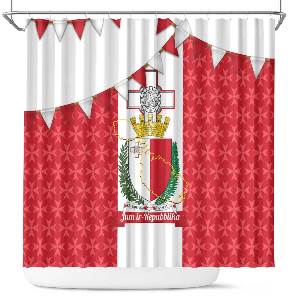 Malta Republic Day Shower Curtain Jum ir-Repubblika Maltese Cross - Wonder Print Shop