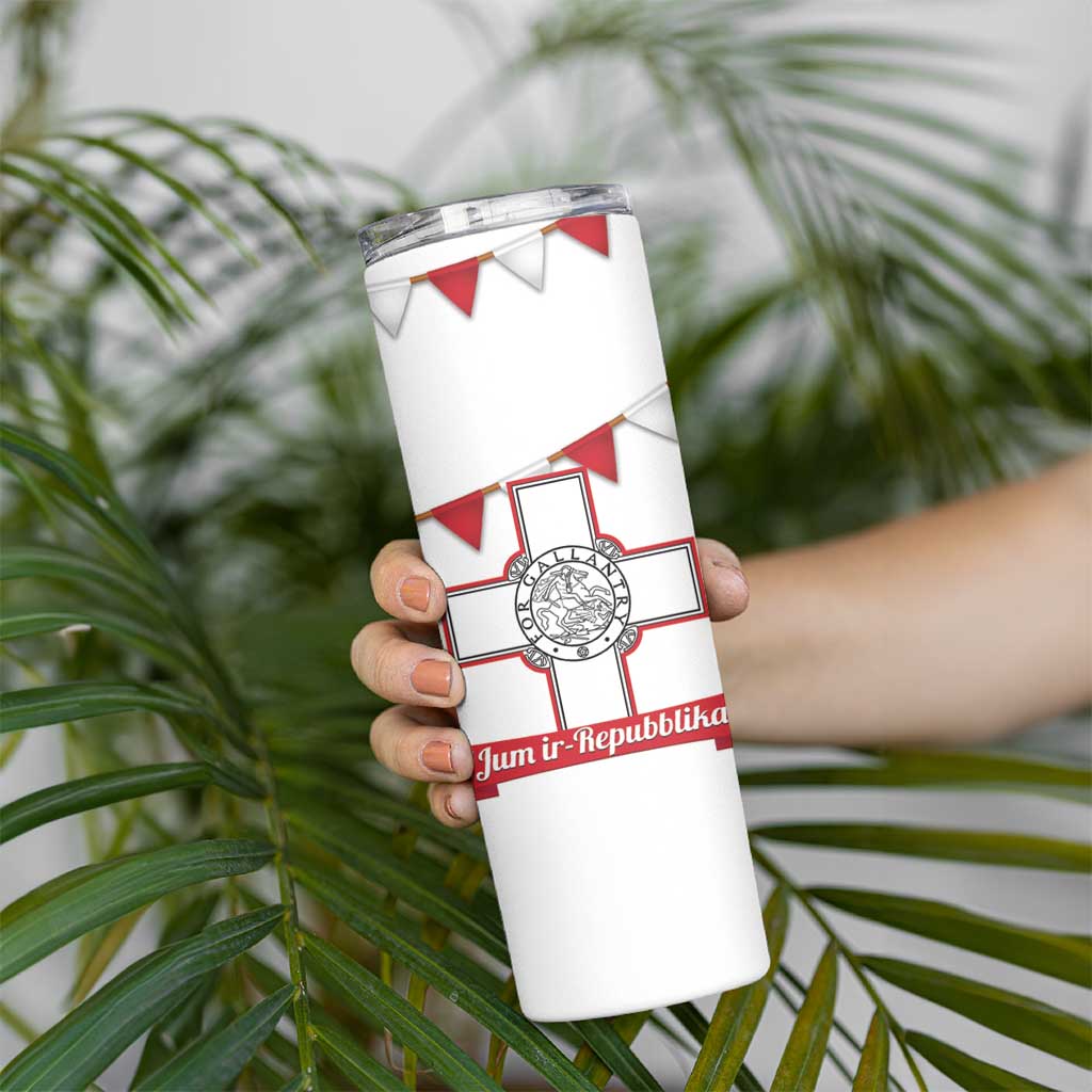 Malta Republic Day Skinny Tumbler Jum ir-Repubblika Maltese Cross - Wonder Print Shop