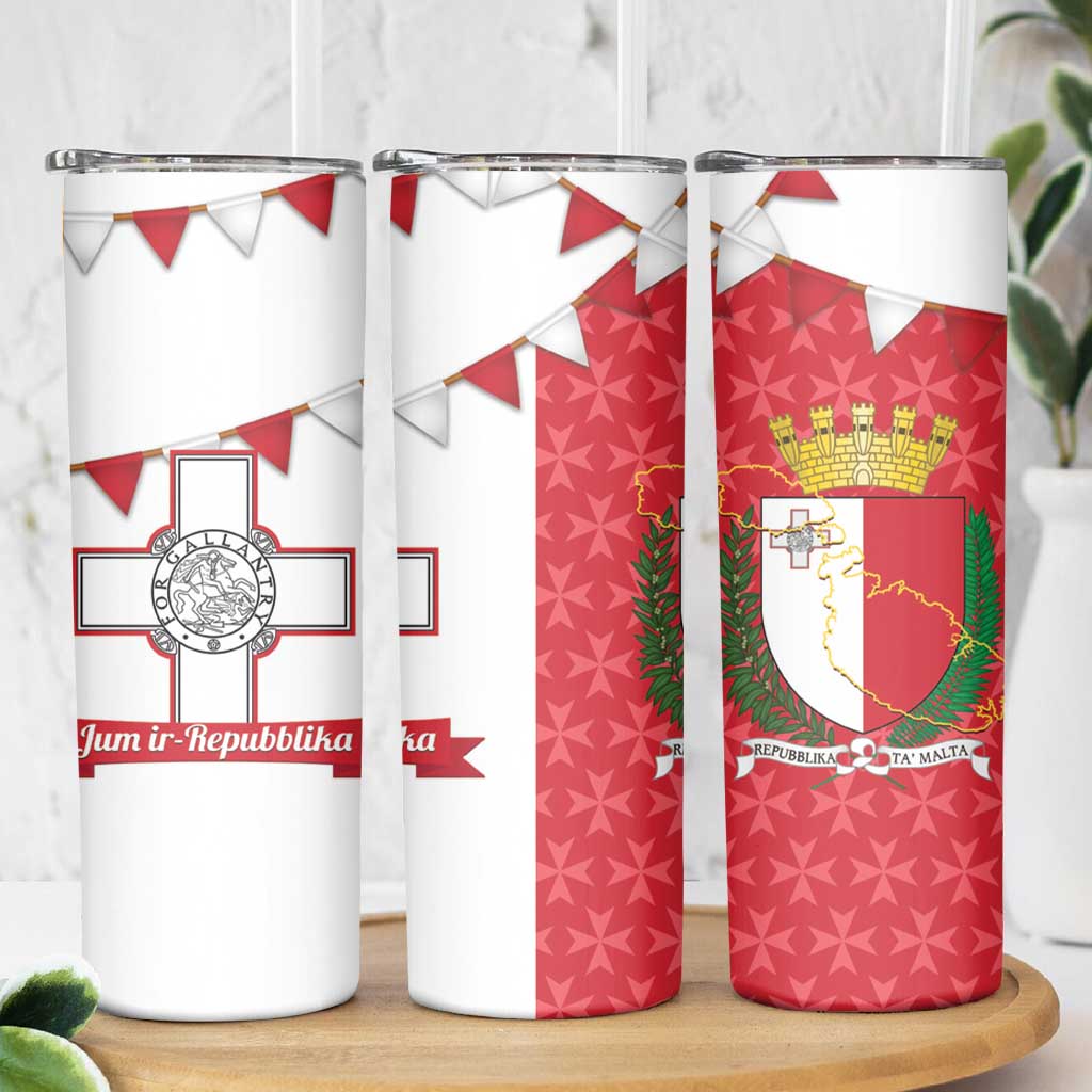 Malta Republic Day Skinny Tumbler Jum ir-Repubblika Maltese Cross - Wonder Print Shop