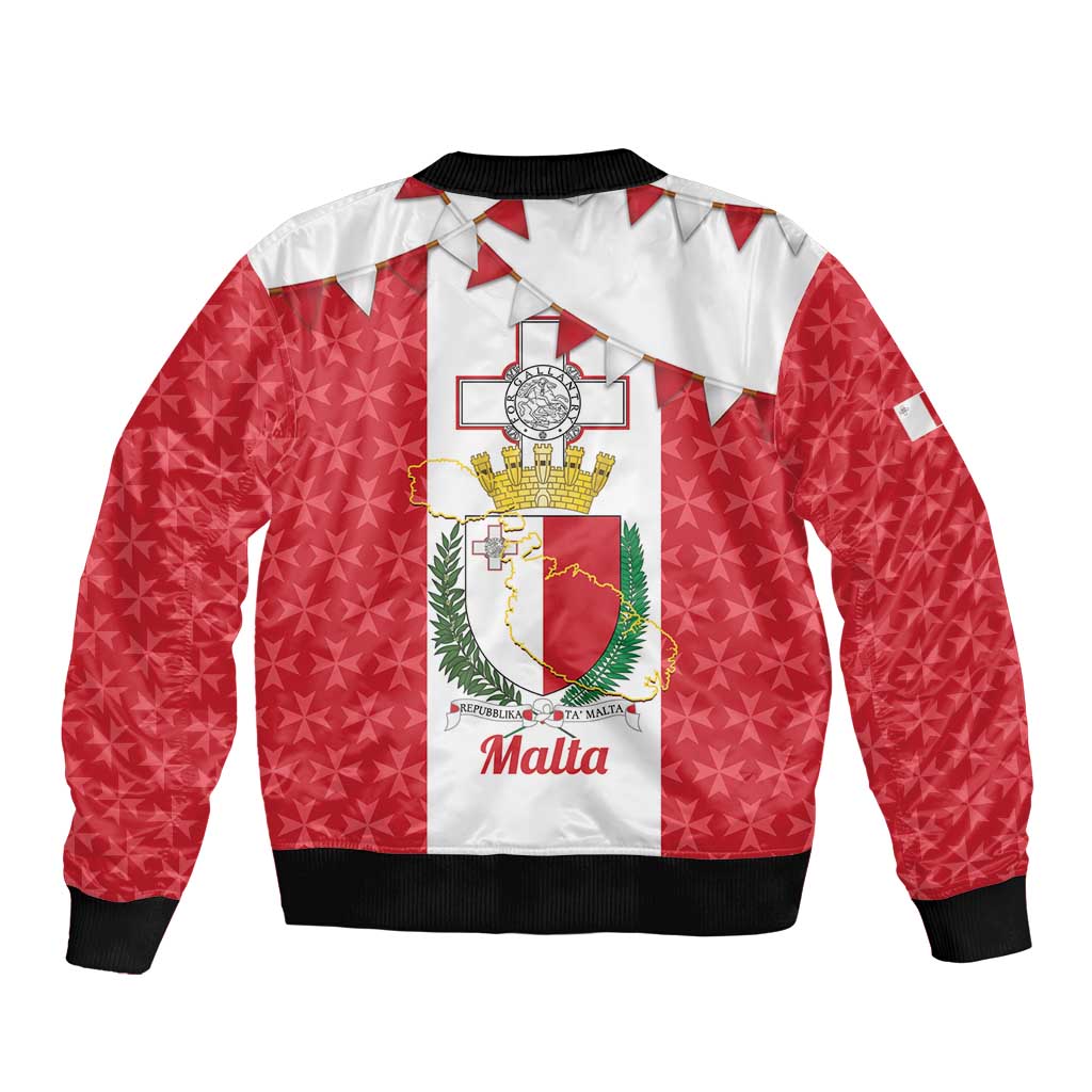 Malta Republic Day Sleeve Zip Bomber Jacket Jum ir-Repubblika Maltese Cross - Wonder Print Shop