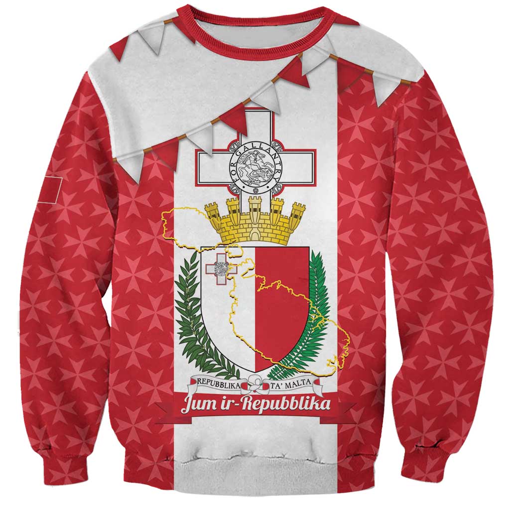 Malta Republic Day Sweatshirt Jum ir-Repubblika Maltese Cross - Wonder Print Shop