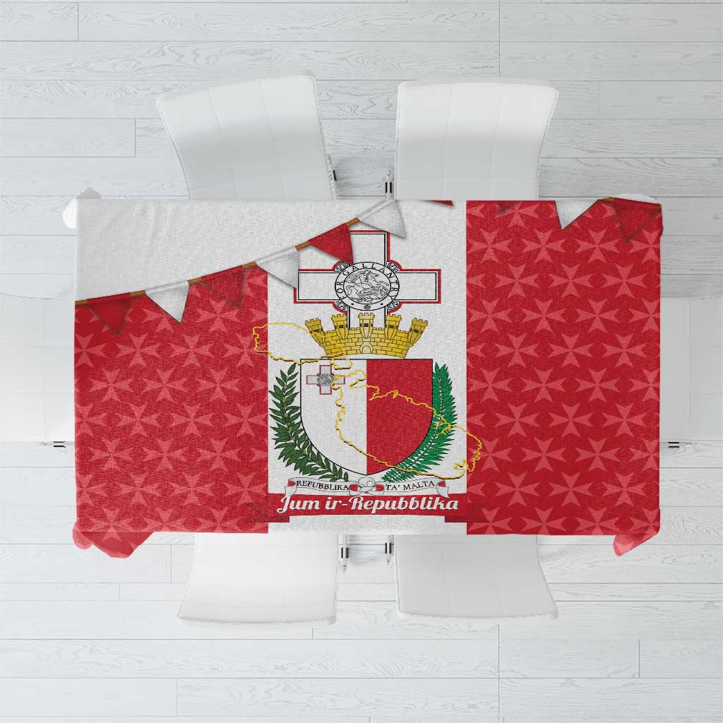 Malta Republic Day Tablecloth Jum ir-Repubblika Maltese Cross - Wonder Print Shop