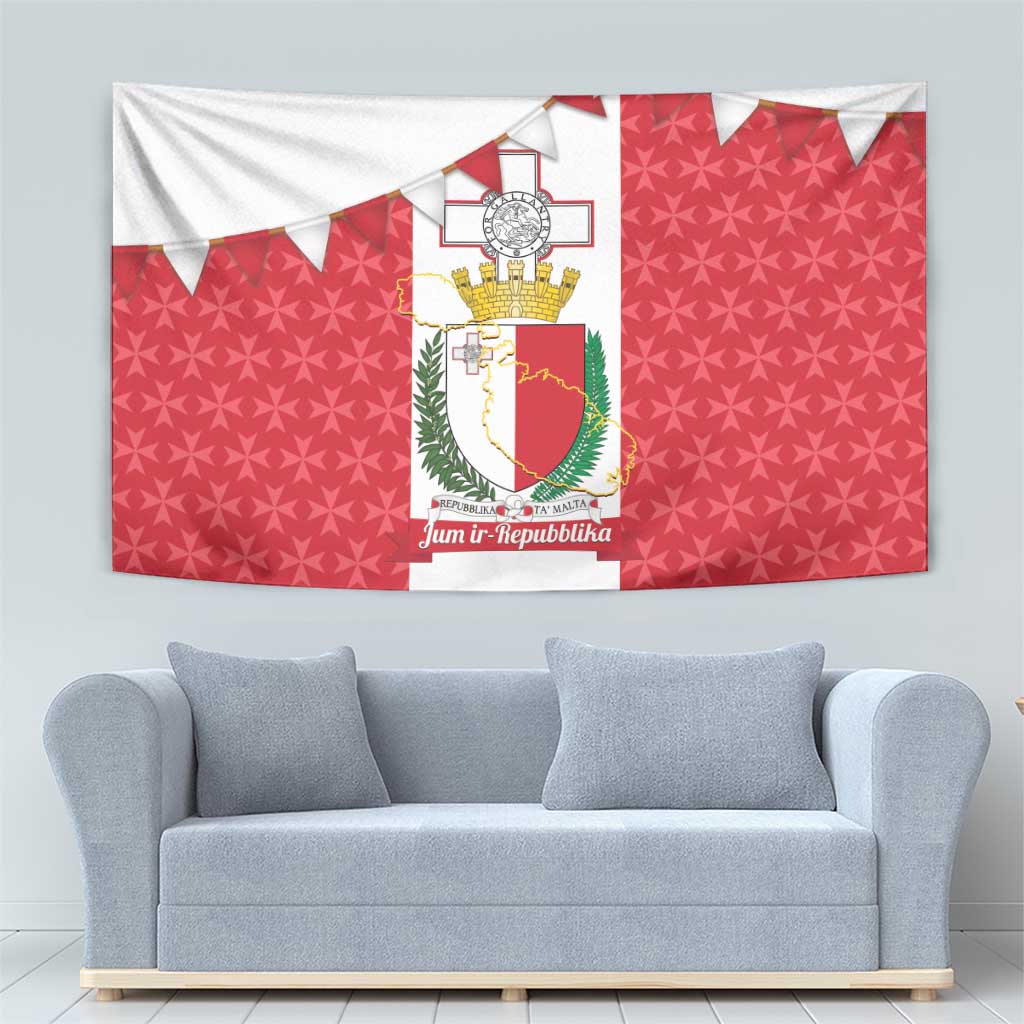 Malta Republic Day Tapestry Jum ir-Repubblika Maltese Cross - Wonder Print Shop