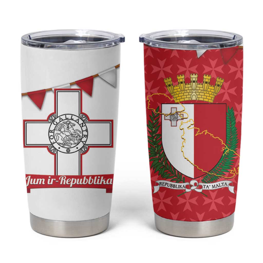 Malta Republic Day Tumbler Cup Jum ir-Repubblika Maltese Cross - Wonder Print Shop