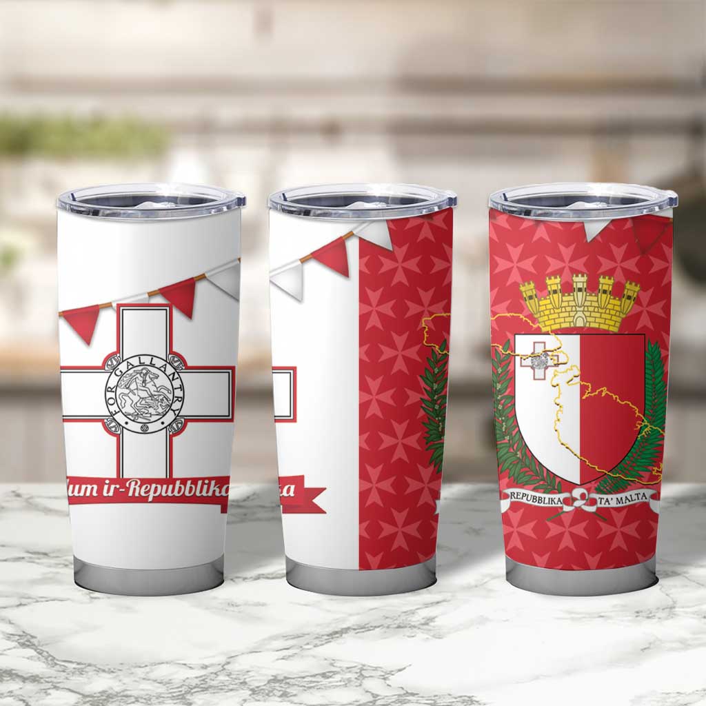Malta Republic Day Tumbler Cup Jum ir-Repubblika Maltese Cross - Wonder Print Shop