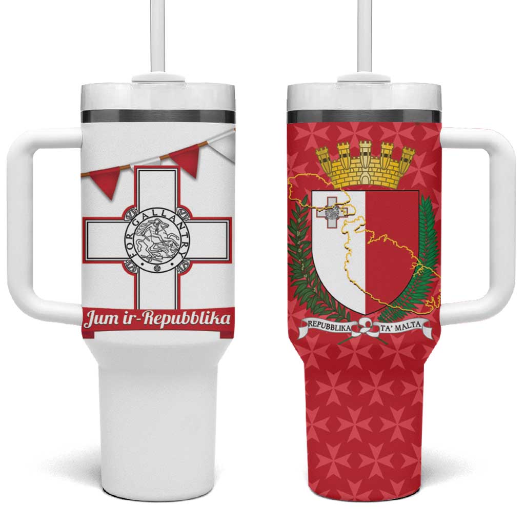 Malta Republic Day Tumbler With Handle Jum ir-Repubblika Maltese Cross - Wonder Print Shop