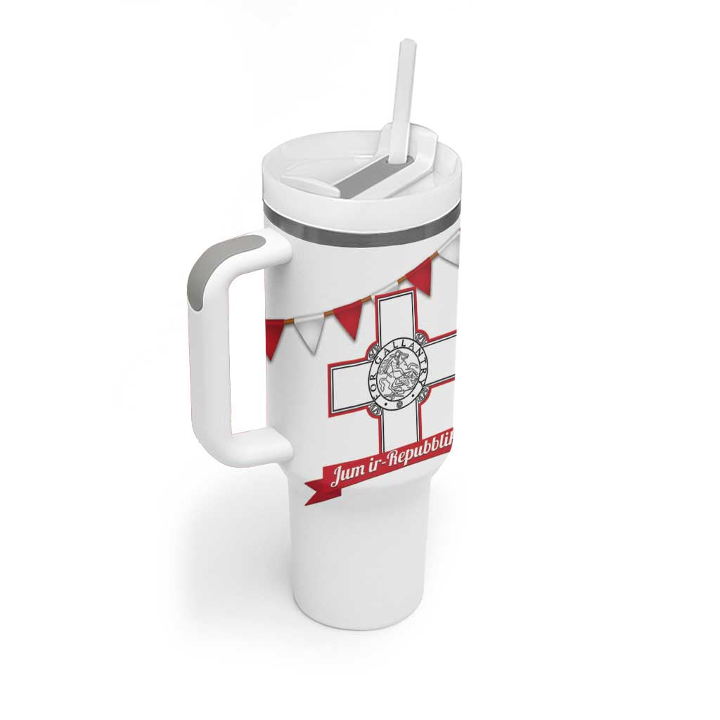 Malta Republic Day Tumbler With Handle Jum ir-Repubblika Maltese Cross - Wonder Print Shop