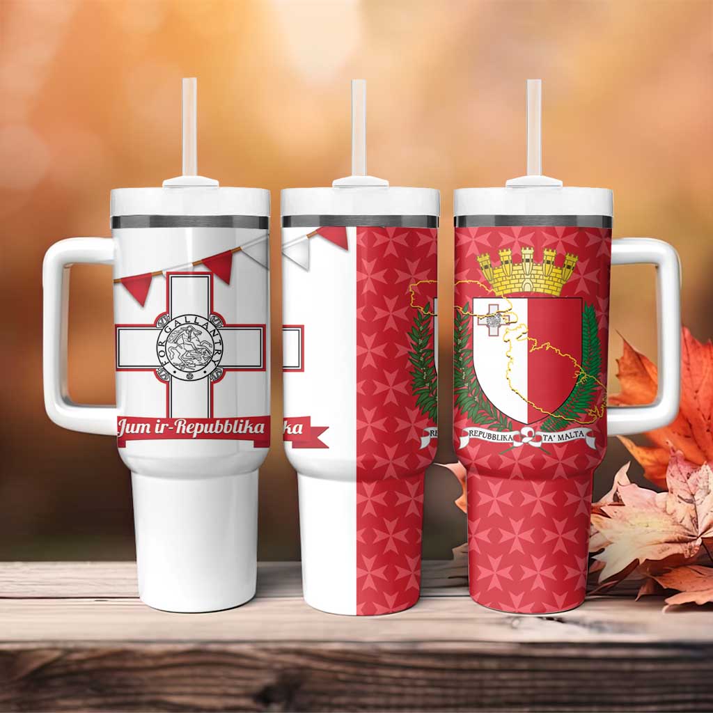 Malta Republic Day Tumbler With Handle Jum ir-Repubblika Maltese Cross - Wonder Print Shop
