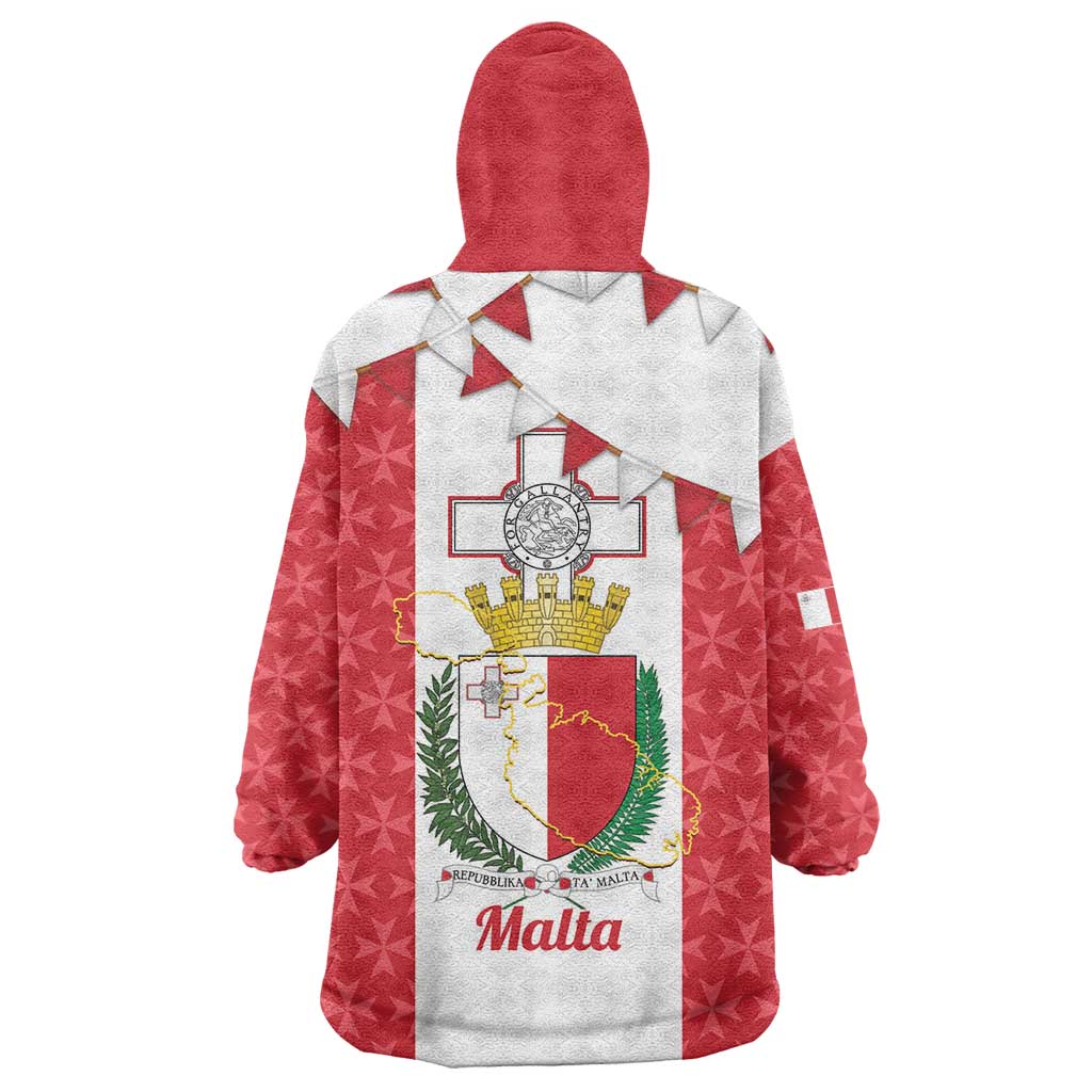 Malta Republic Day Wearable Blanket Hoodie Jum ir-Repubblika Maltese Cross - Wonder Print Shop